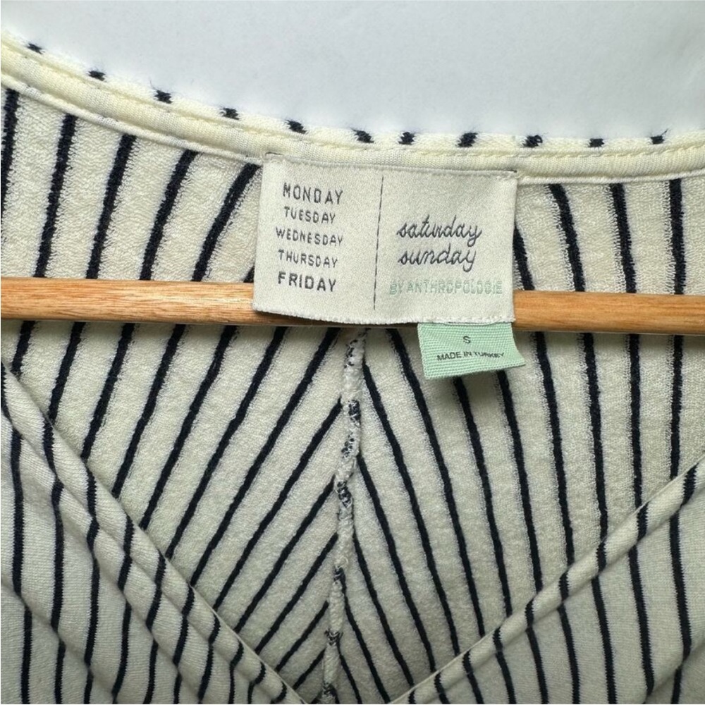 Anthropologie Saturday Sunday Striped Knit Midi Dress Small Womens Off White Nvy - Picture 8 of 14